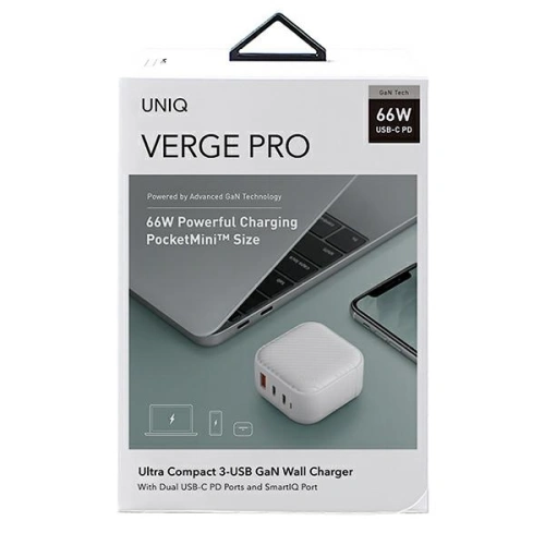 Kup UNIQ Încărcător de rețea Verge Pro 66W Gan USB-C alb/cloud white - UNIQ358WHT - {ean13} - Sklep Home Screen