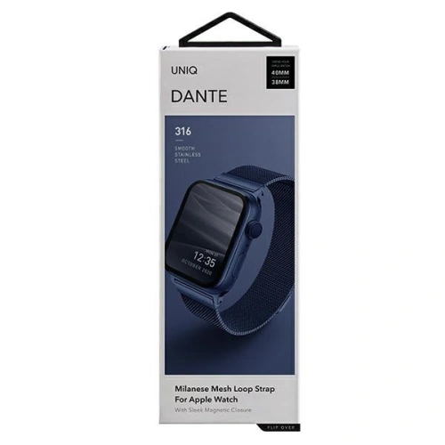 Kup Pásek UNIQ Dante Apple Watch Series 4/5/6/7/SE 40/41mm nerezová ocel modrý/marine blue - UNIQ361BLU - {ean13} - Sklep Home Screen