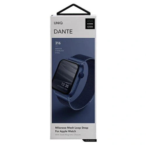Kup Pásek UNIQ Dante Apple Watch Series 4/5/6/7/SE/8/Ultra 44/45/49mm nerezová ocel modrá/marine blue - UNIQ363BLU - {ean13} - Sklep Home Screen
