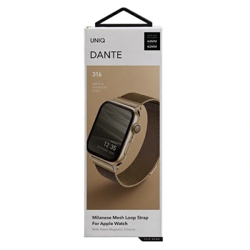 Kup Pasek UNIQ Dante Apple Watch Series 4/5/6/7/SE/8/Ultra 44/45/49mm Oțel Inoxidabil auriu/caramel - UNIQ364GLD - {ean13} - Sklep Home Screen