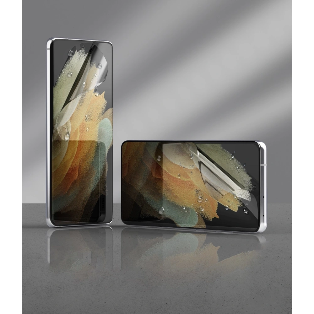 2x folia Samsung Galaxy S21 Ultra - Ringke Easy Flex - Home Screen