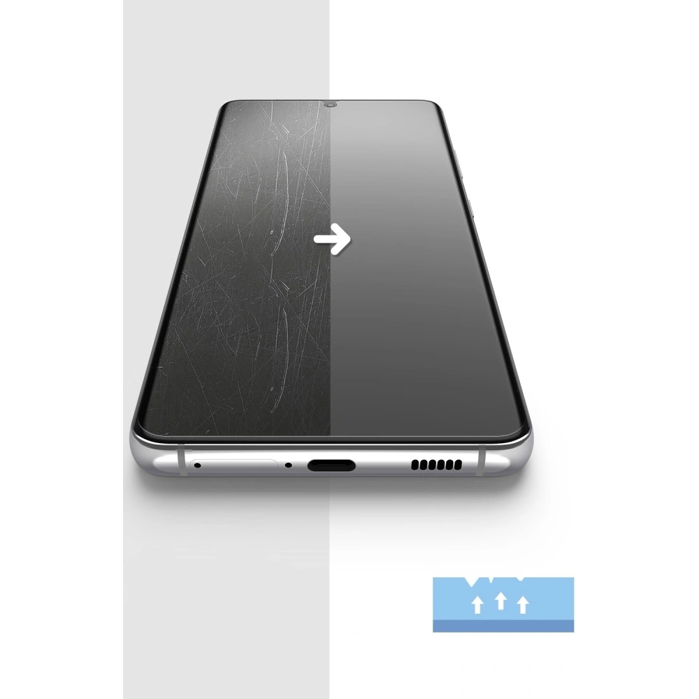 2x folia Samsung Galaxy S21 Ultra - Ringke Easy Flex - Home Screen