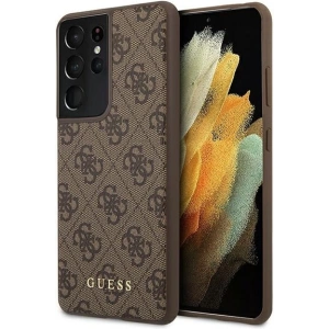 Buy Guess GUHCS21LG4GFBR Samsung Galaxy S21 Ultra brown hard case 4G Metal Gold Logo - GUE944BR - {ean13} - Home Screen Store Europe