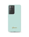 Guess Samsung Gehäuse GUHCS21LLSLMGLB Galaxy S21 Ultra blau/blau Hartschale Silikon Script Metall Logo