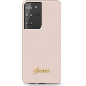 Buy Guess GUHCS21LLSLMGLP Samsung Galaxy S21 Ultra pink hardcase Silicone Script Metal Logo - GUE946PNK - {ean13} - Home Screen Store Europe