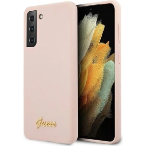 Kup Etui Guess GUHCS21MLSLMGLP Samsung Galaxy S21+ Plus różowy/pink hardcase Silicone Script Metal Logo - GUE950PNK - {ean13} - Sklep Home Screen