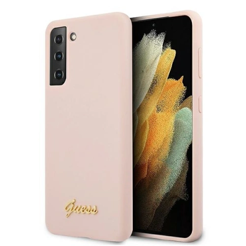 Kup Etui Guess GUHCS21MLSLMGLP Samsung Galaxy S21+ Plus różowy/pink hardcase Silicone Script Metal Logo - GUE950PNK - {ean13} - Sklep Home Screen
