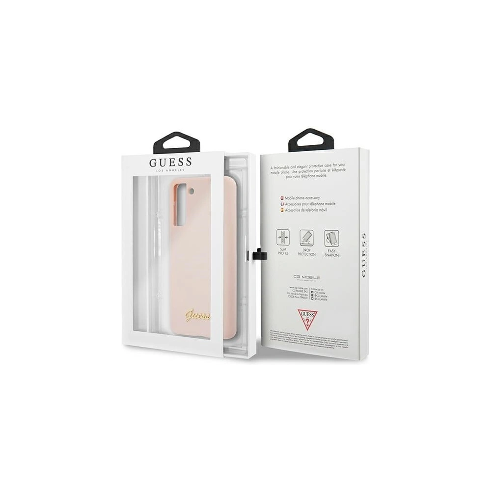 Etui Guess GUHCS21MLSLMGLP Samsung Galaxy S21+ Plus różowy/pink hardcase Silicone Script Metal Logo