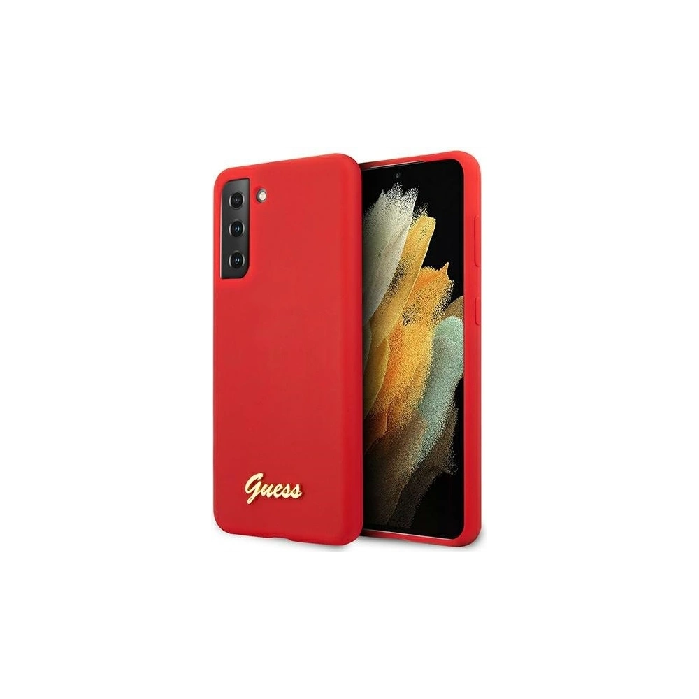 Etui Guess GUHCS21MLSLMGRE Samsung Galaxy S21+ Plus czerwony/red hardcase Silicone Script Metal Logo