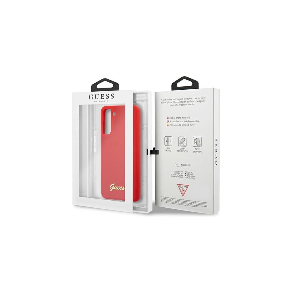 Etui Guess GUHCS21MLSLMGRE Samsung Galaxy S21+ Plus czerwony/red hardcase Silicone Script Metal Logo
