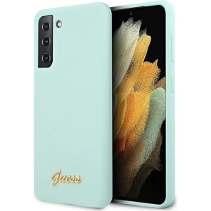 Etui Guess GUHCS21SLSLMGLB Samsung Galaxy S21 niebieski/blue hardcase Silicone Script Metal Logo
