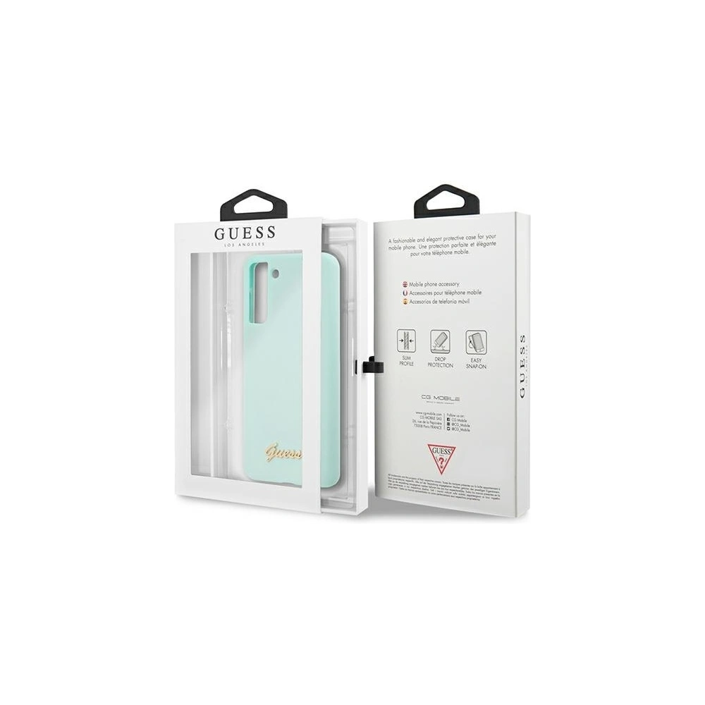 Etui Guess GUHCS21SLSLMGLB Samsung Galaxy S21 niebieski/blue hardcase Silicone Script Metal Logo