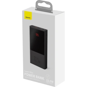 Powerbank Baseus Super Mini, 10000mAh, USB + USB-C, SCP, QC 3.0, PD, 22.5W (czarny)