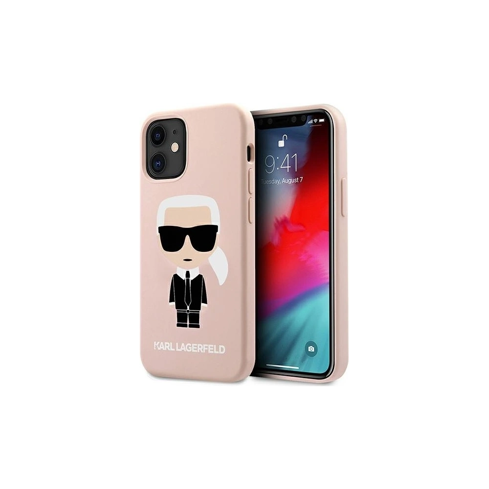 Etui Karl Lagerfeld KLHCP12SSLFKPI Apple iPhone 12 mini hardcase jasnoróżowy/light pink Silicone Iconic