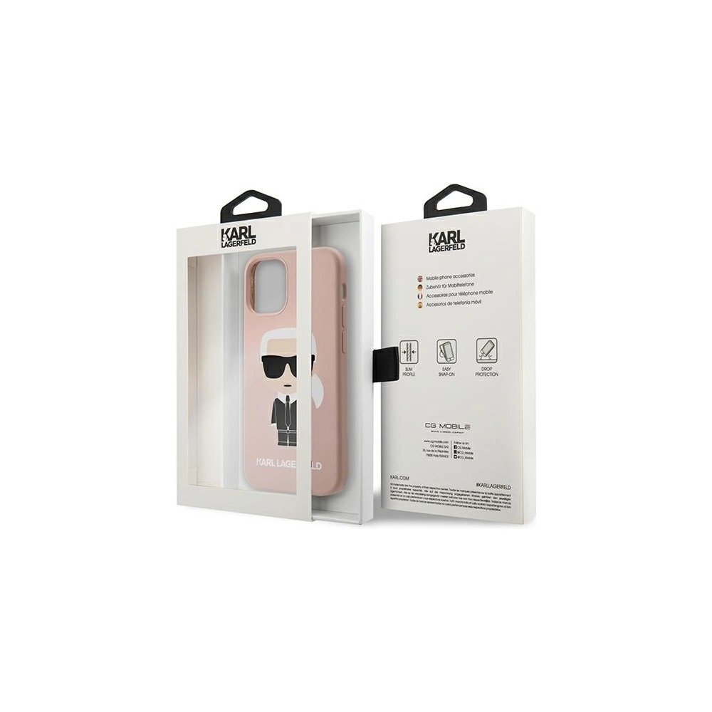 Etui Karl Lagerfeld KLHCP12SSLFKPI Apple iPhone 12 mini hardcase jasnoróżowy/light pink Silicone Iconic