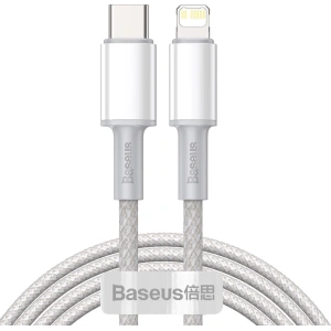 Buy USB-C to Lightning Baseus High Density Braided Cable, 20W, PD, 2m (white) - BSU2044WHT - {ean13} - Home Screen Store Europe