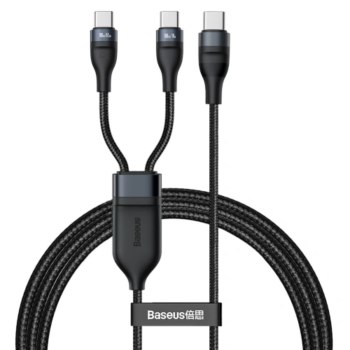 Buy Baseus Flash Series 2-in-1 Cable Type-c to 2x Type-C, 100W, 1.5m Black - BSU2050BLK - {ean13} - Home Screen Store Europe