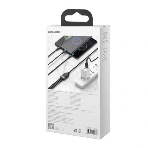 Kup Baseus 1.2m USB 3-in-1 Kabel Flash Series, USB / USB-C zu USB-C + micro USB + Lightning, 100W, (schwarz) - BSU2051BLK - {ean13} - Sklep Home Screen