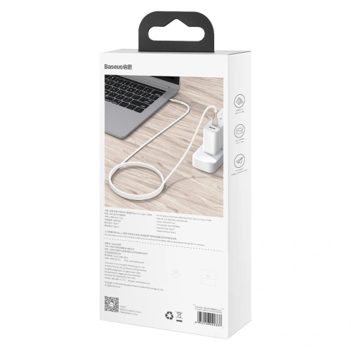Kup Kabel USB-C do USB-C Baseus Cafule, 100W, 1m (bílý) - BSU2053WHT - {ean13} - Sklep Home Screen