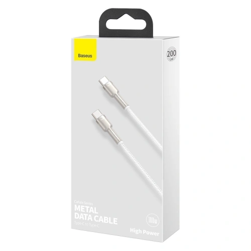 Kup USB-C to USB-C kábel Baseus Cafule, 100W, 2m (fehér) - BSU2055WHT - {ean13} - Sklep Home Screen