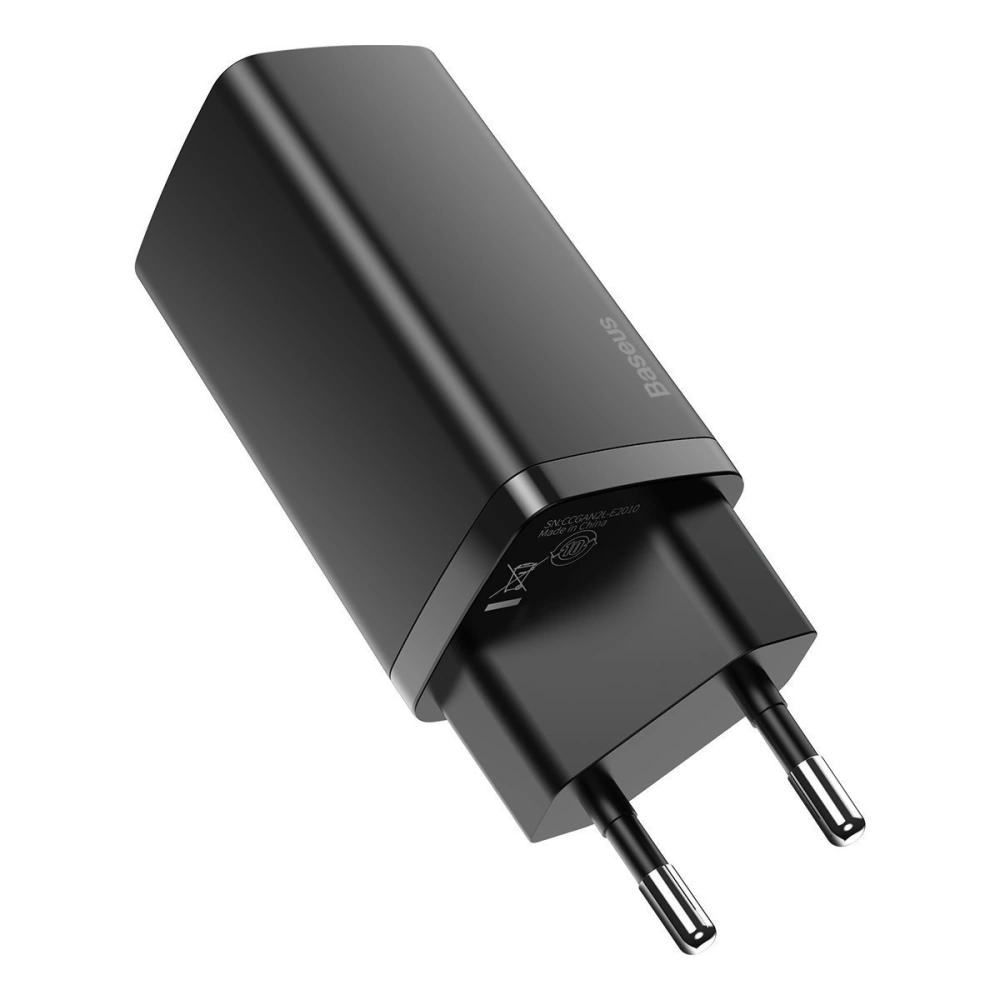 Ładowarka sieciowa Baseus GaN Lite, 2x USB-C, 65W, EU (czarna)
