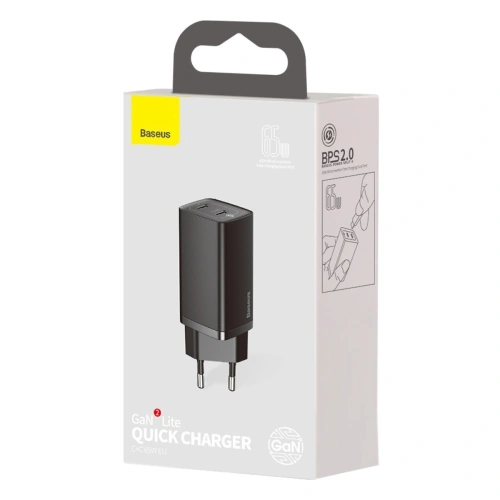 Kup Baseus Ladegerät GaN Lite, 2x USB-C, 65W, EU (schwarz) - BSU2058BLK - {ean13} - Sklep Home Screen