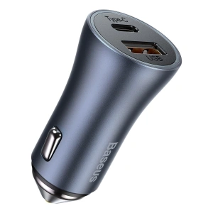Kup Ładowarka samochodowa Baseus Golden Contactor Pro, USB + USB-C, QC4.0+, PD, SCP, 40W (szara) - BSU2060GRY - {ean13} - Sklep Home Screen