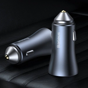 Buy Baseus Golden Contactor Pro car charger, USB + USB-C, QC4.0+, PD, SCP, 40W (gray) - BSU2060GRY - {ean13} - Home Screen Store Europe