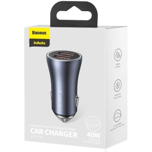 Buy Baseus Golden Contactor Pro car charger, 2x USB, QC SCP, 40W (gray) - BSU2061GRY - {ean13} - Home Screen Store Europe