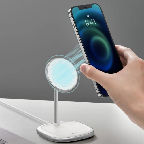 Buy Baseus Swan MagSafe Magnetic Stand with Wireless Charger for iPhone 12 (white) - BSU2071WHT - {ean13} - Home Screen Store Europe