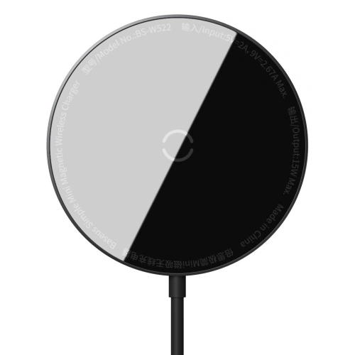 Buy Baseus Simple Mini magnetic induction wireless charger, MagSafe, 15W (black) - BSU2072BLK - {ean13} - Home Screen Store Europe