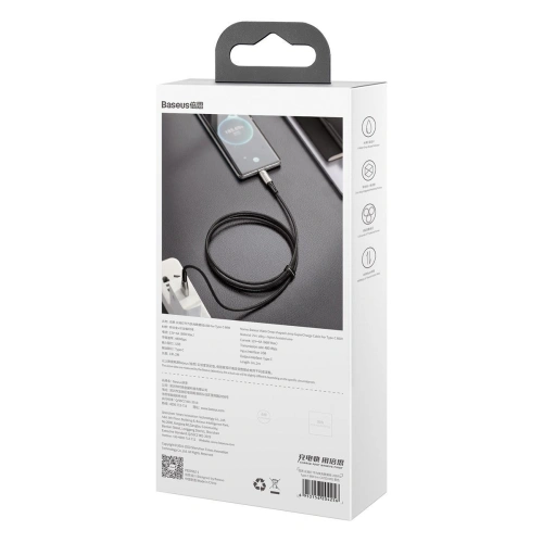 Kup USB-C kábel Baseus vízcsepp alakú, LED, 66W, 6A, 2m (fekete) - BSU2074BLK - {ean13} - Sklep Home Screen
