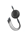 Kabel USB 3w1 Baseus Bright Mirror, micro USB / Lightning / USB-C, płaski, 3.5A, 1,2m (czarny)