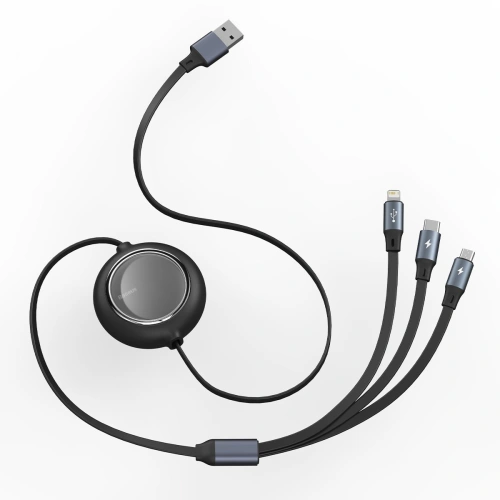 Kup Baseus USB 3-in-1-Kabel Bright Mirror, micro USB / Lightning / USB-C, flach, 3,5A, 1,2m (schwarz) - BSU2077BLK - {ean13} - Sklep Home Screen