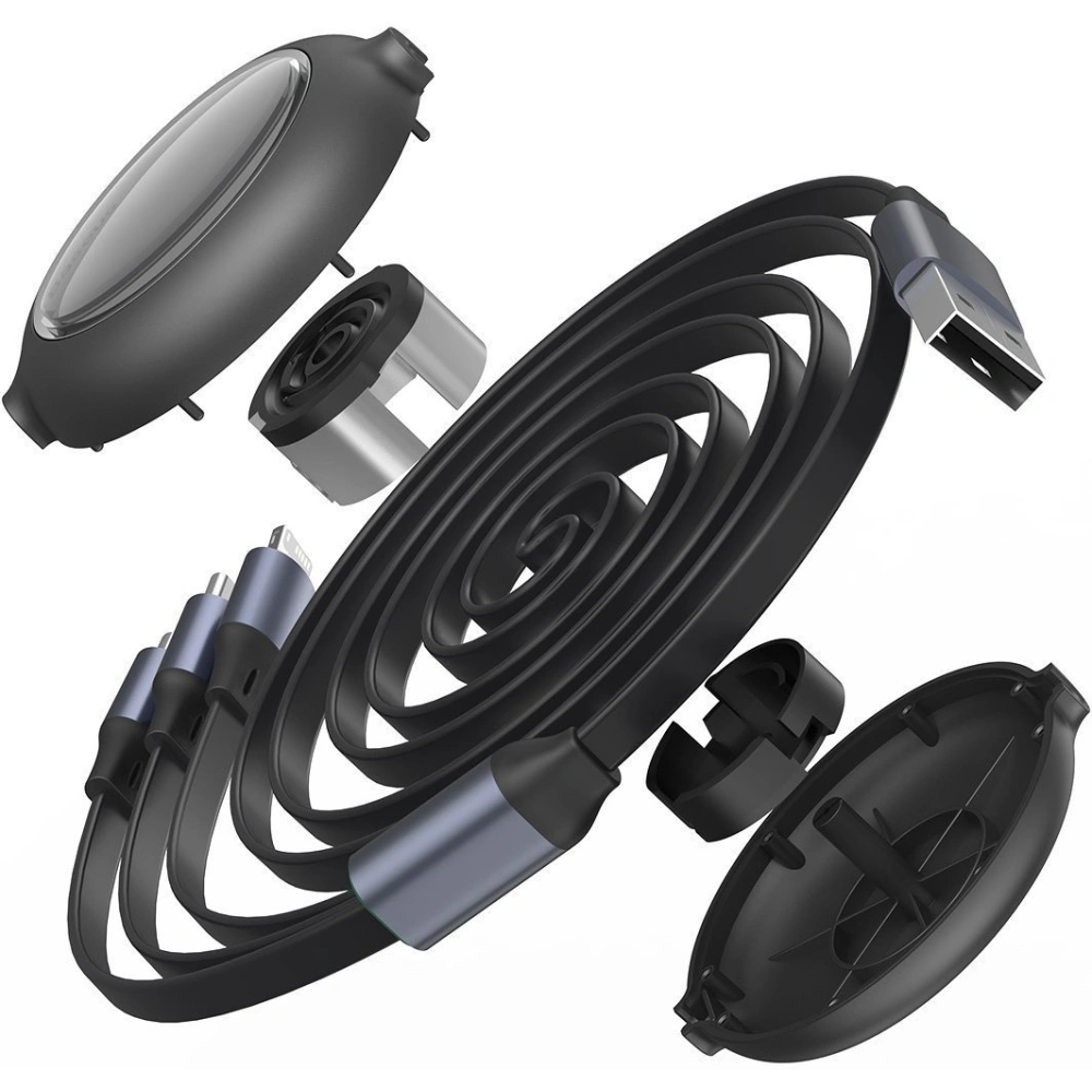 Kabel USB 3w1 Baseus Bright Mirror, micro USB / Lightning / USB-C, płaski, 3.5A, 1,2m (czarny)