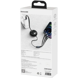 Kabel USB 3w1 Baseus Bright Mirror, micro USB / Lightning / USB-C, płaski, 3.5A, 1,2m (czarny)