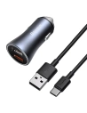 Autonabíječka Baseus Golden Contactor Pro, 2x USB, QC, SCP, 40W (šedá) + USB-C kabel 1m (černý)