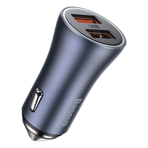 Kup Baseus Autoladegerät Golden Contactor Pro, 2x USB, QC, SCP, 40W (grau) + USB zu USB-C Kabel 1m (schwarz) - BSU2079BLK - {ean13} - Sklep Home Screen