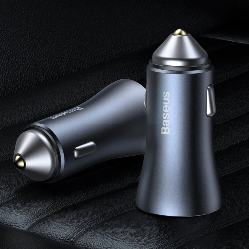 Buy Baseus Golden Contactor Pro car charger, 2x USB, QC SCP, 40W + cable USB to USB-C 1m (gray) - BSU2079BLK - {ean13} - Home Screen Store Europe