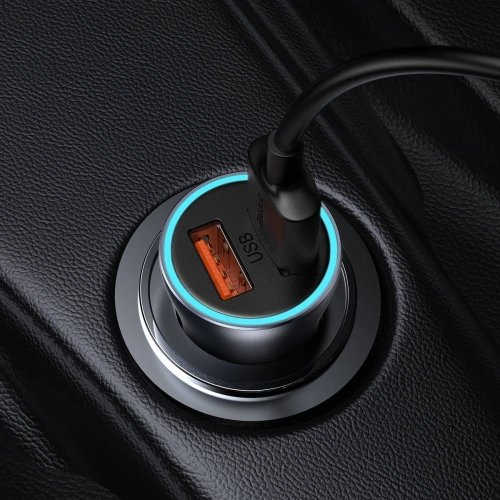 Kup Baseus Autoladegerät Golden Contactor Pro, 2x USB, QC, SCP, 40W (grau) + USB zu USB-C Kabel 1m (schwarz) - BSU2079BLK - {ean13} - Sklep Home Screen