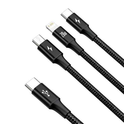 Kup Kabel USB-C 3w1 Baseus Rapid Series, micro USB / Lightning / USB-C, 20W, 1,5m (czarny) - BSU2081BLK - {ean13} - Sklep Home Screen