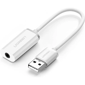 Adapter audio UGREEN US206, USB do Mini Jack 3.5mm AUX (biały)