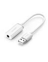 Adapter audio UGREEN US206, USB do Mini Jack 3.5mm AUX (biały)