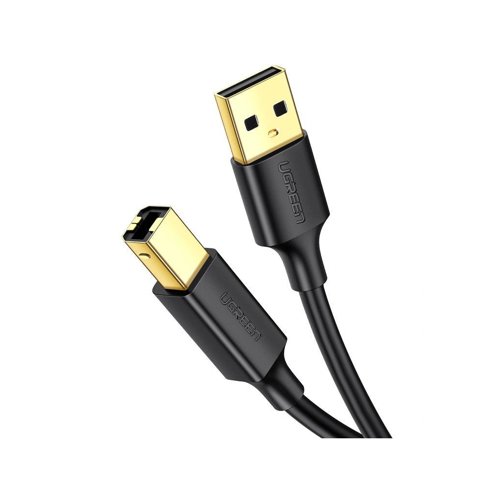 UGREEN US135 Kabel USB 2.0 A-B do drukarki, pozłacany, 1m (czarny)