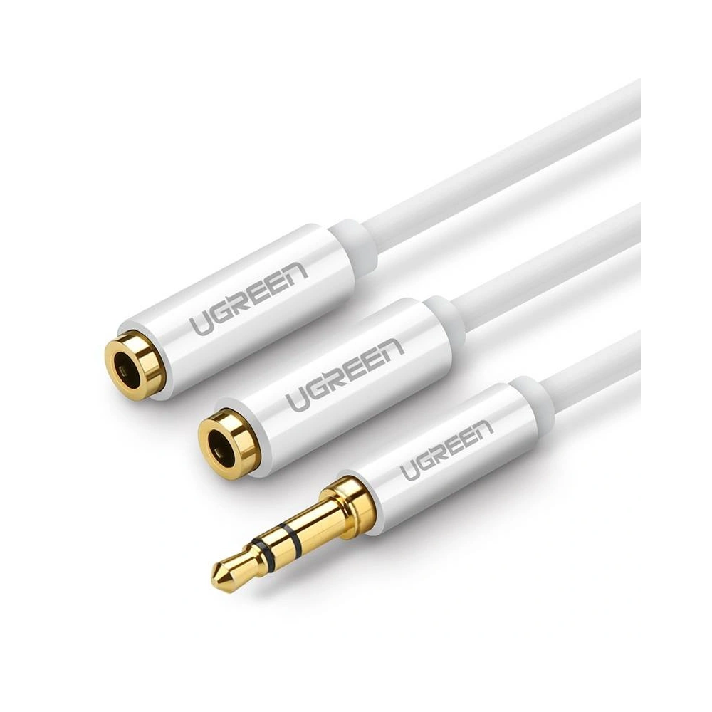 Rozdzielacz audio AUX kabel jack 3,5 mm UGREEN AV123, 25cm (biały)
