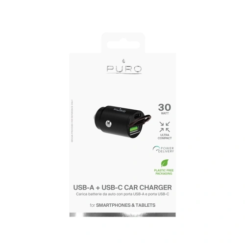 Kup Autonabíječka PURO Mini Car Fast Charger USB-A + USB-C Power Delivery 30W (černá) - PUR403BLK - {ean13} - Sklep Home Screen
