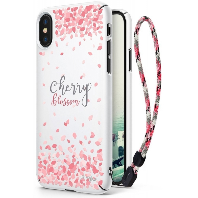 Etui Ringke Slim Cherry Blossom iPhone X White