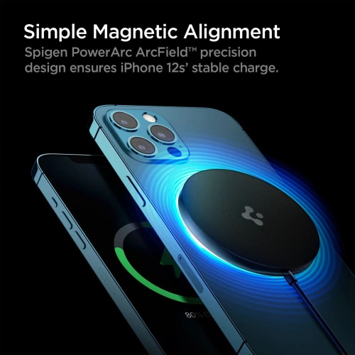 Kup Încărcător wireless Spigen PowerArc PF009 Magnetic MagSafe Wireless Charger 7.5W Negru - SPN1561BLK - {ean13} - Sklep Home Screen