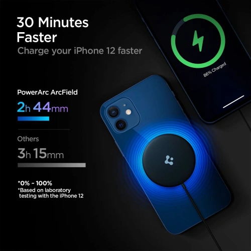 Kup Încărcător wireless Spigen PowerArc PF009 Magnetic MagSafe Wireless Charger 7.5W Negru - SPN1561BLK - {ean13} - Sklep Home Screen