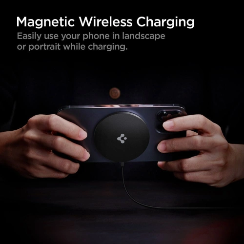 Kup Încărcător wireless Spigen PowerArc PF009 Magnetic MagSafe Wireless Charger 7.5W Negru - SPN1561BLK - {ean13} - Sklep Home Screen